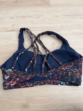 lululemon athletica Navy Sports Bra with Multicolor Splatter Band energy bra 8